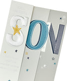Elegant foil son's birthday greeting card with colorful design, featuring shiny accents and a heartfelt message for special celebrations.