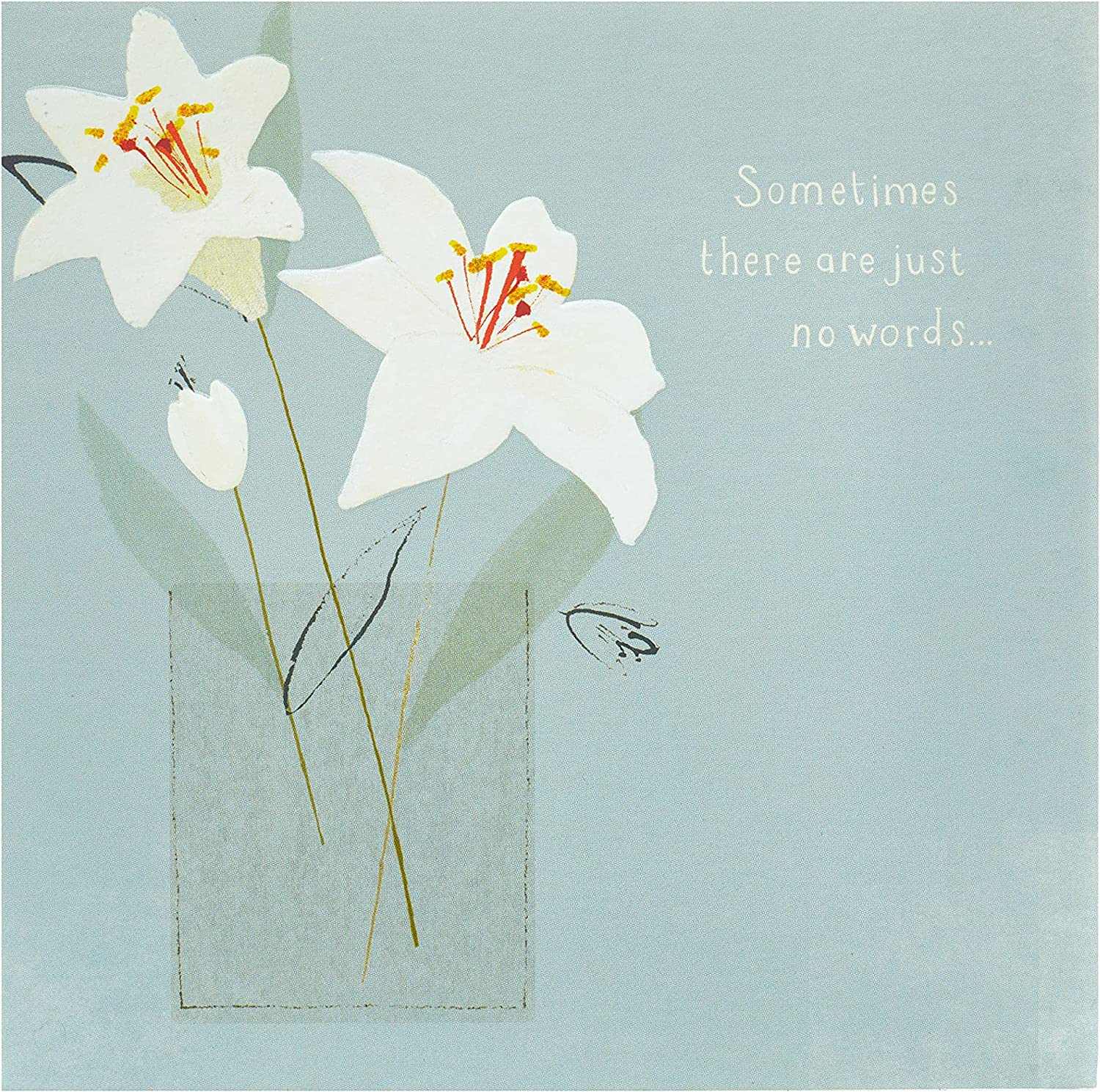 Elegant lilies sympathy greeting card by UK Greetings featuring a floral design suitable for conveying condolences.