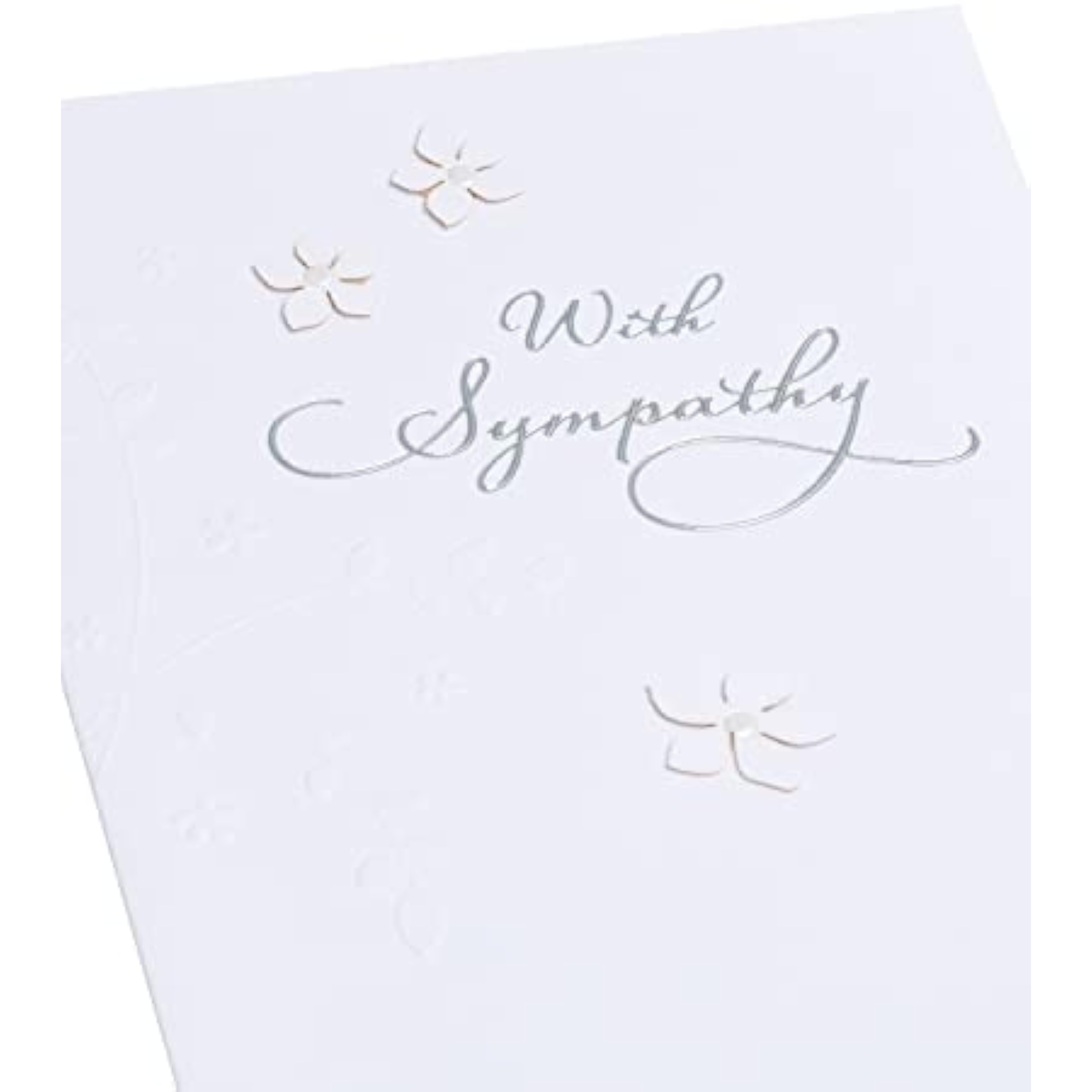 Elegant pearl sympathy greeting card by UK Greetings featuring a delicate design for bereavement and condolence messages.