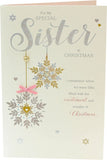 Elegant Stars Christmas greeting card for sister featuring festive star designs, by UK Greetings.