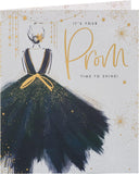 Elegant greeting card featuring a stunning dress design for prom, perfect for celebrating her special night.