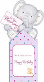 Elliot & Buttons Mummy pop-up birthday greeting card with colorful mummy design, from UK Greetings, opened to show detailed interior.