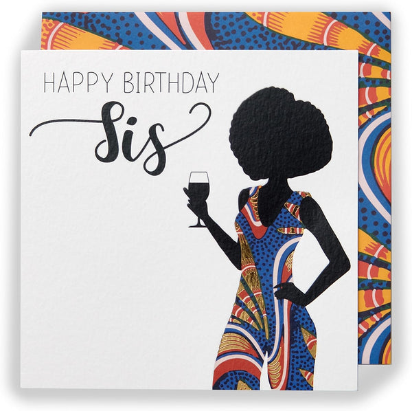 Empowering Afrotouch Sister birthday greeting card featuring vibrant African-inspired design by UK Greetings