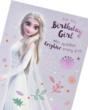 Frozen Elsa birthday greeting card featuring an enchanting illustration of Elsa from Disney's Frozen by UK Greetings.