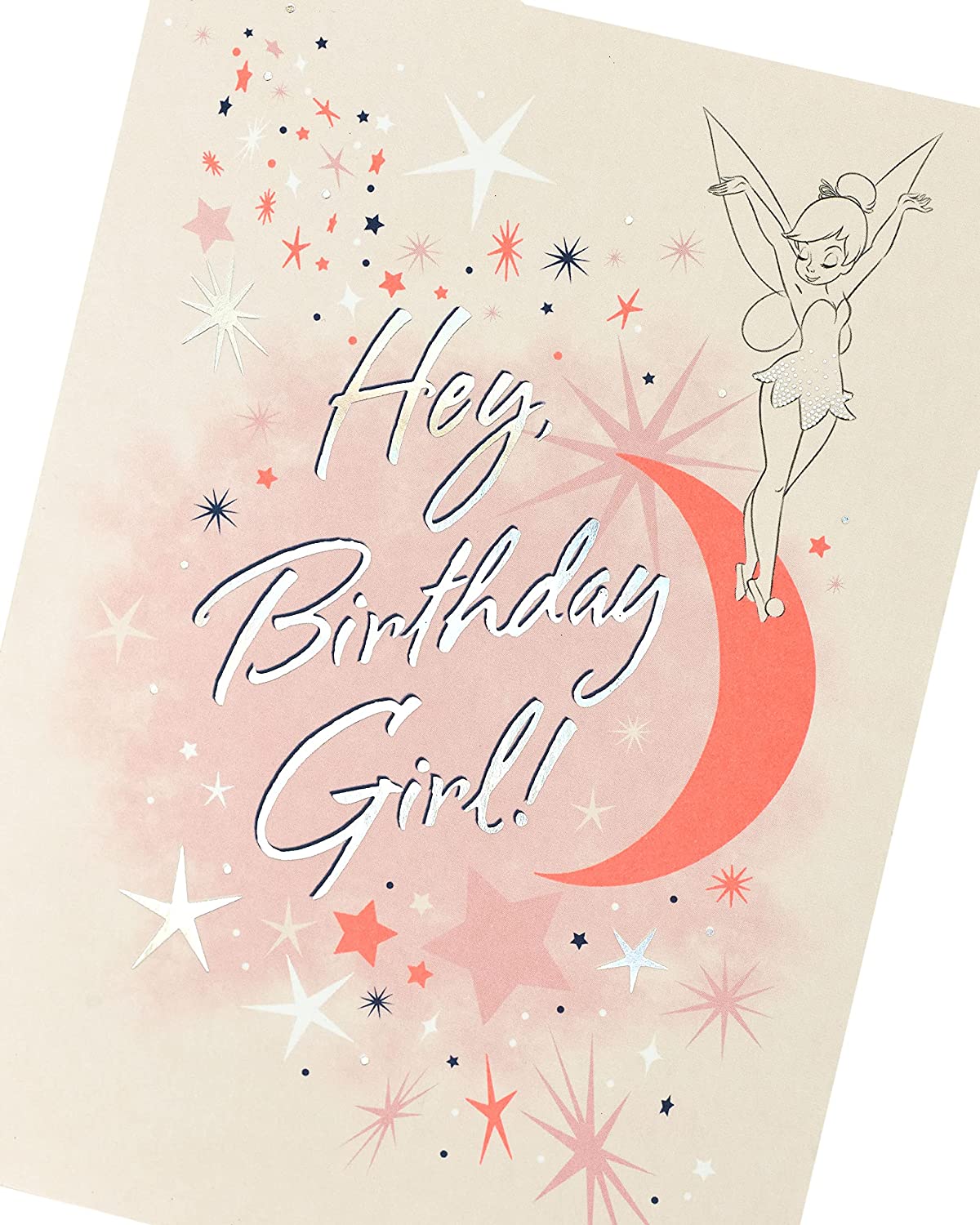 Colorful Tinker Bell birthday greeting card from UK Greetings featuring whimsical fairy design and vibrant illustrations.