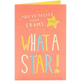 Colorful UK Greetings exams pass congratulations greeting card with celebratory design and cheerful message.