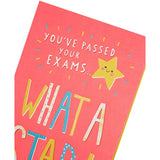 UK Greetings exam pass congratulations greeting card featuring celebratory design and cheerful message for students.