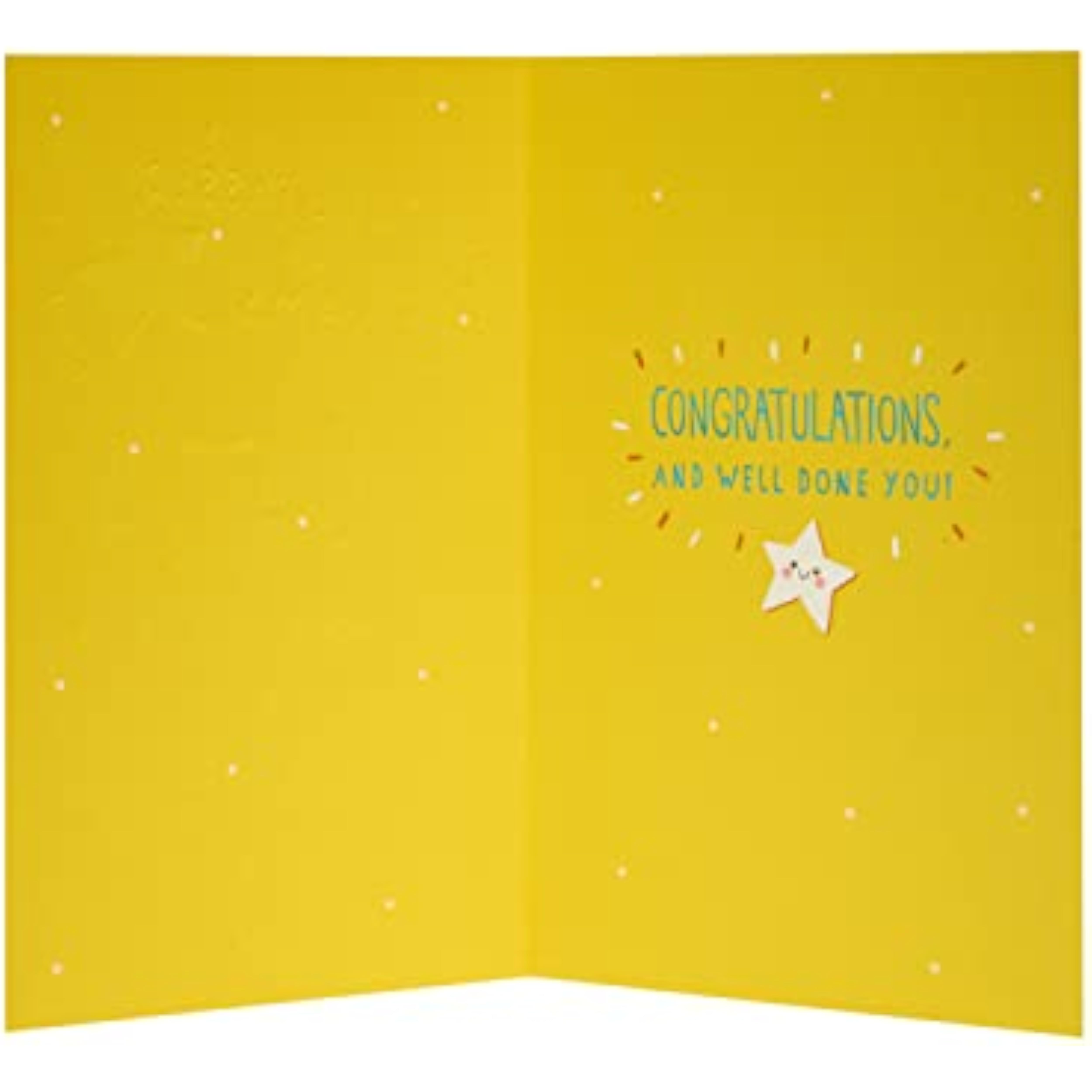 UK Greetings Exams Pass Congratulations Card showing a colorful design with celebratory message and cheerful illustration.
