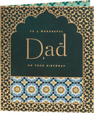 Eastern gold-themed birthday greeting card for dads, featuring intricate designs and elegant gold accents from UK Greetings.