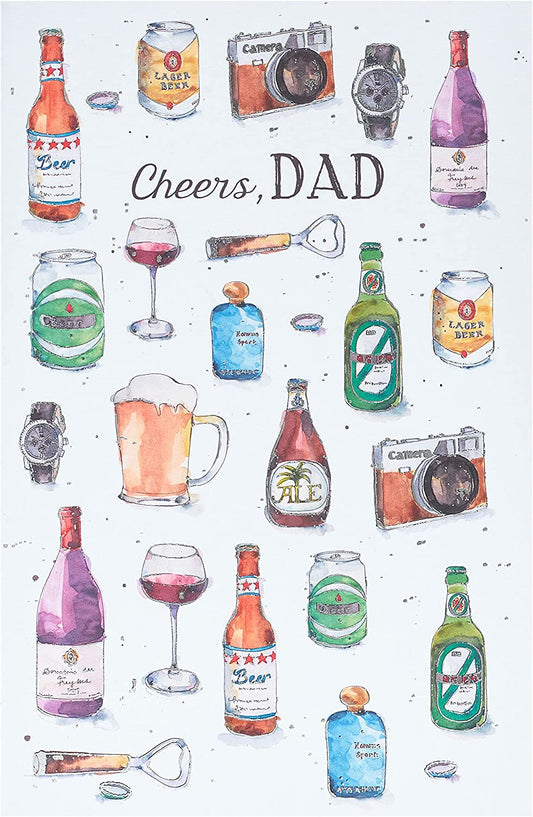 Father's Day greeting card for dad from UK Greetings, featuring colorful design and heartfelt message inside.