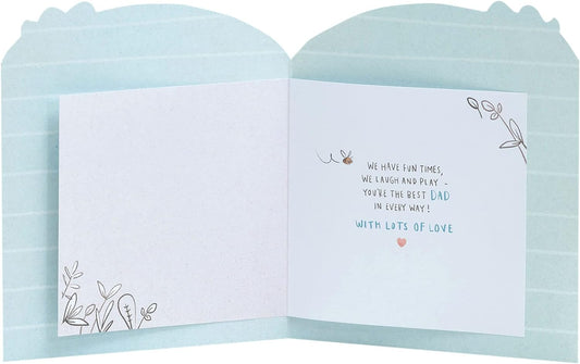 Black and white Father's Day greeting card from daughter with cute bear design and envelope, by UK Greetings.