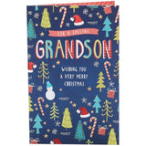 Festive foil accents Grandson Christmas greeting card by UK Greetings with colorful holiday design and cheerful message