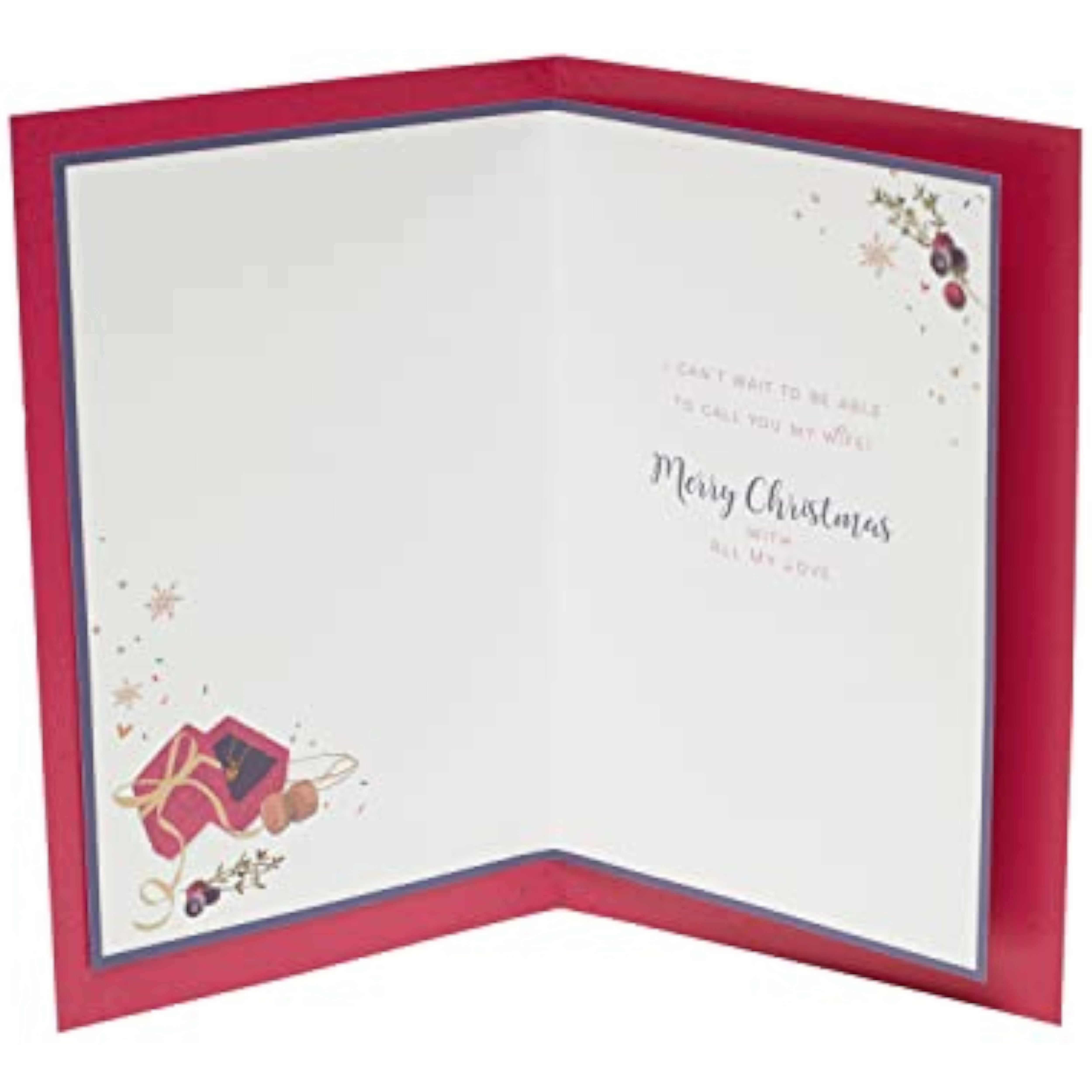 Elegant Fiancée Christmas card by UK Greetings featuring sentimental verse and festive design, perfect for expressing holiday love.