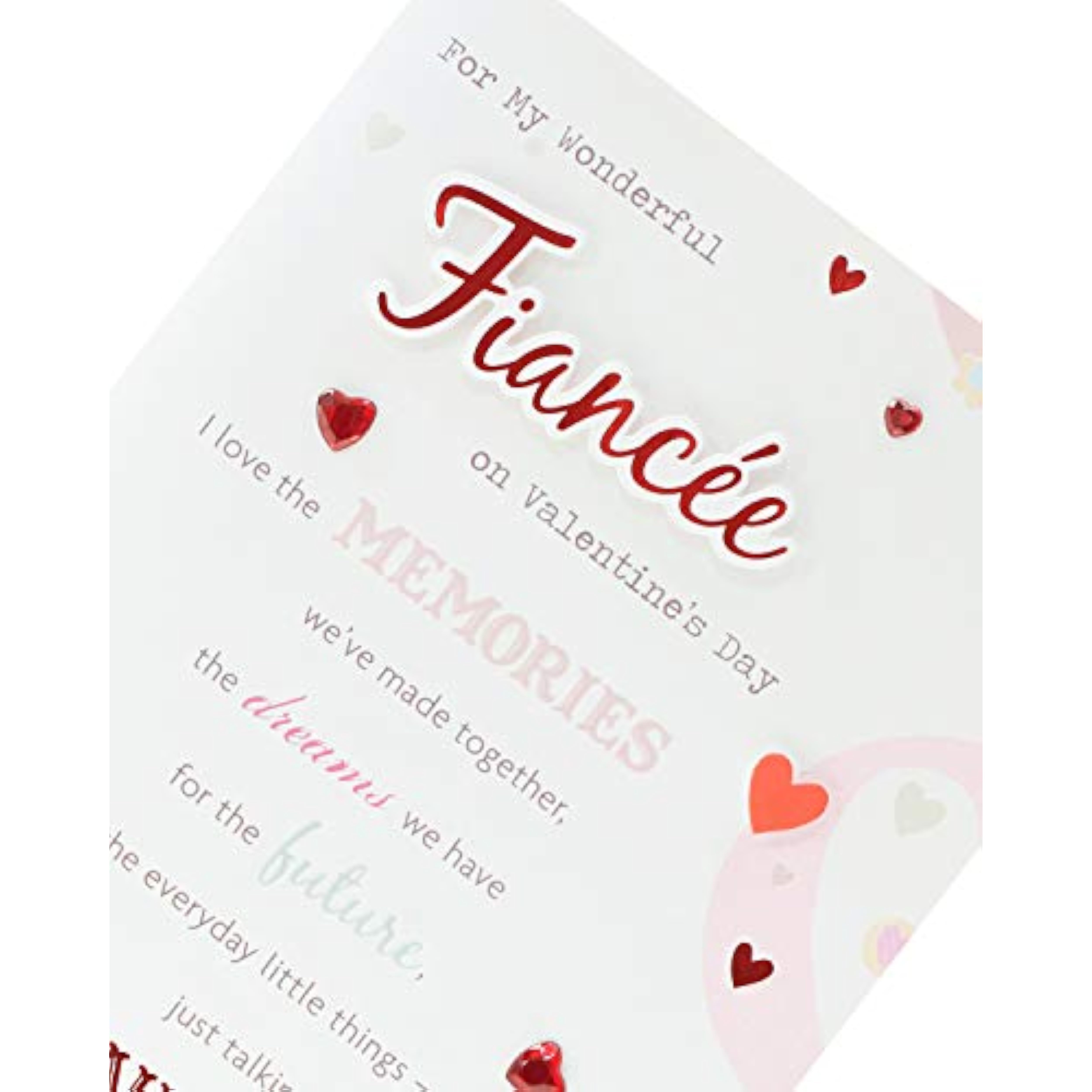 Fiancée Valentine's Day greeting card with envelope, featuring a romantic design by UK Greetings.