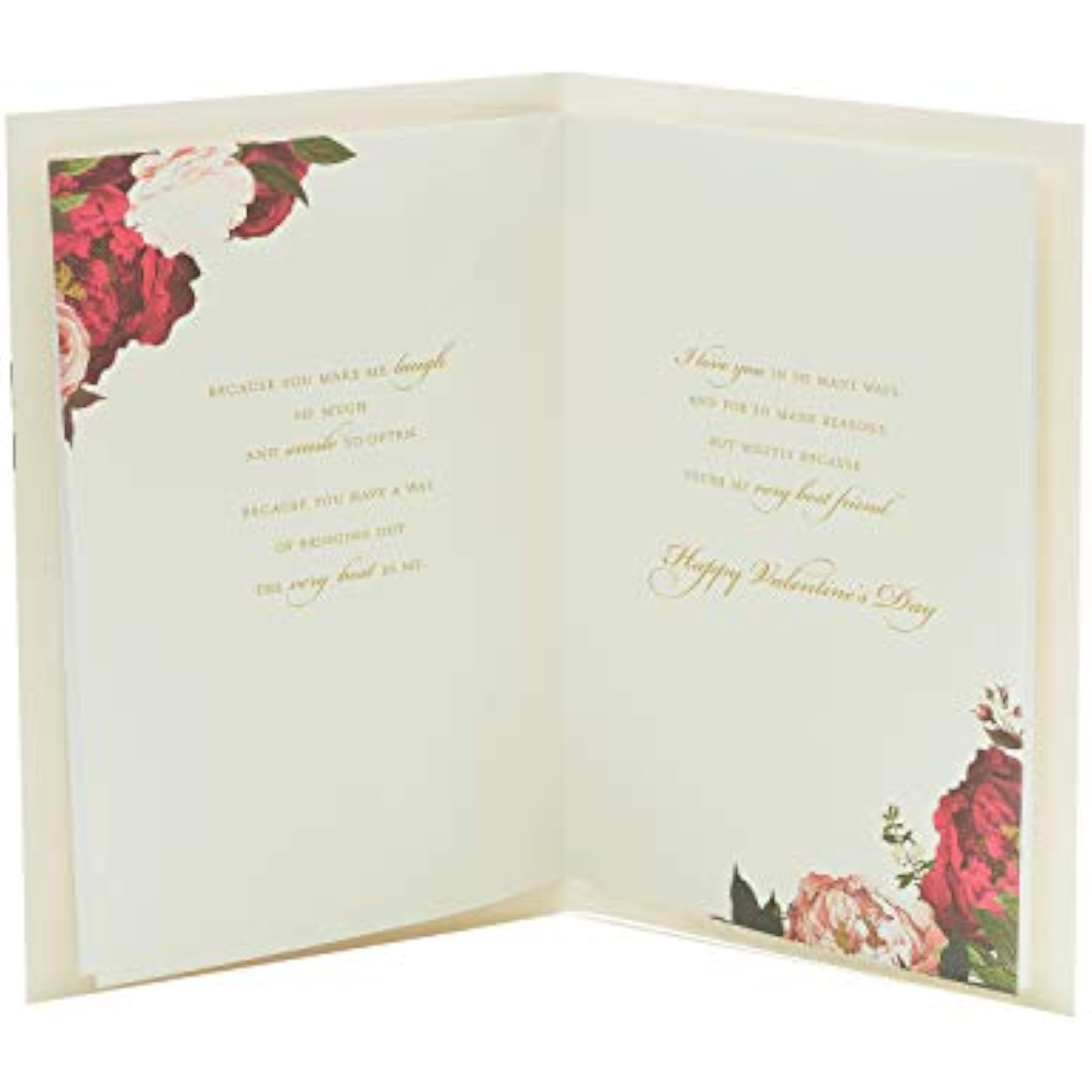 Romantic Valentine's Day greeting card featuring a colorful floral bouquet design from UK Greetings.