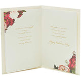 Romantic Valentine's Day greeting card featuring a colorful floral bouquet design from UK Greetings.