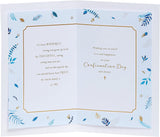 Floral cross confirmation greeting card for grandson with religious design and colorful floral accents, by UK Greetings.