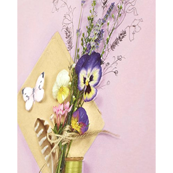 Floral embossed birthday greeting card with glitter accents from UK Greetings, featuring elegant floral design and festive message.