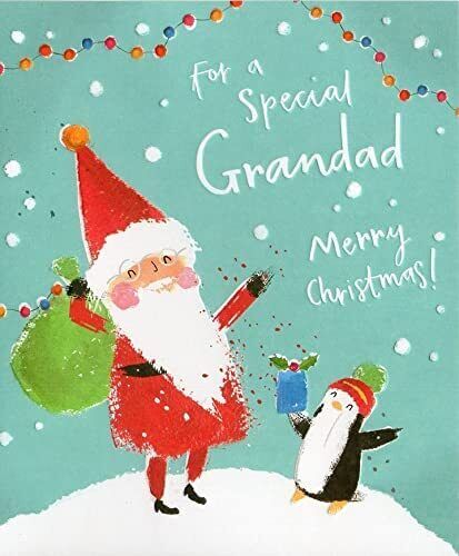 Heartwarming Santa Christmas greeting card for Grandad from UK Greetings, featuring festive holiday design and heartfelt wishes.