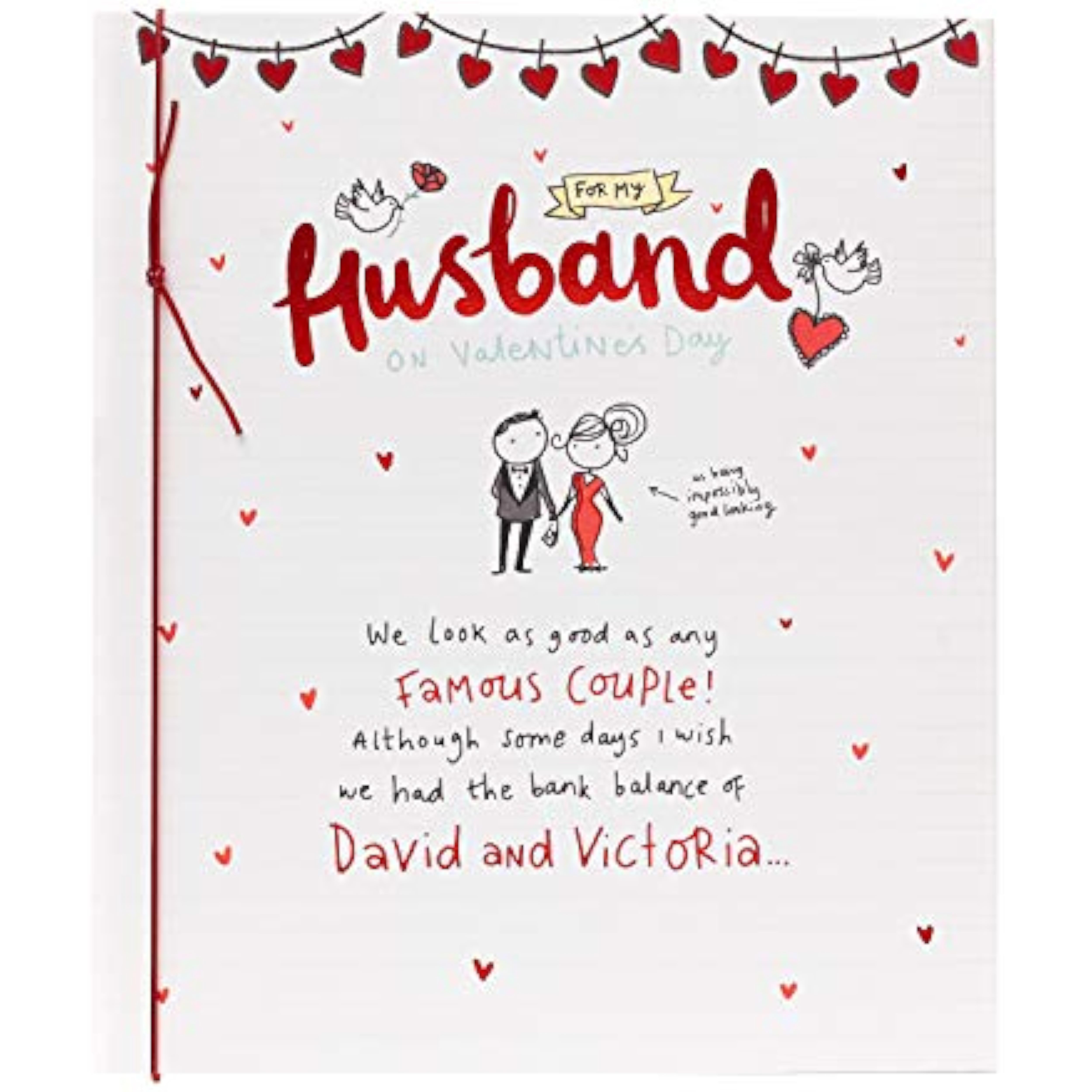 Valentine's Day greeting card for husband featuring a couple design from UK Greetings, with romantic illustrations and heartfelt message.