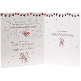 Valentine's Day greeting card for husband featuring a couple design, from UK Greetings, with romantic illustrations and heartfelt message.