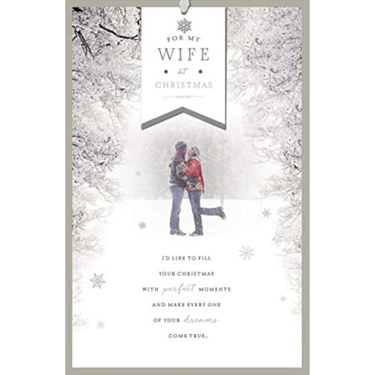 Heart-shaped Christmas greeting card from UK Greetings with heartfelt message for wife, perfect for holiday wishes.