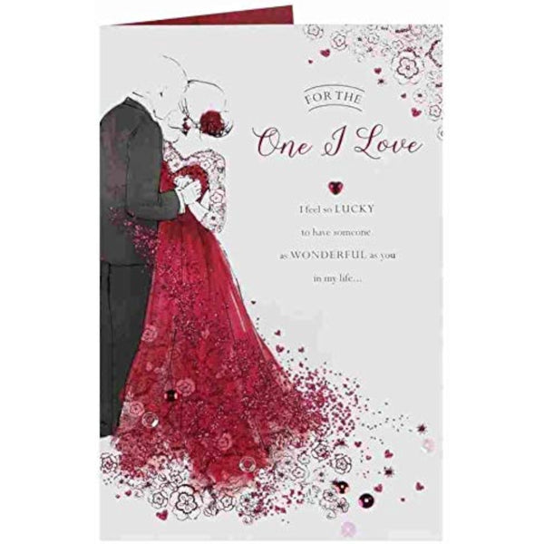 Valentine's Day greeting card from UK Greetings featuring a romantic design for the one I love couple.