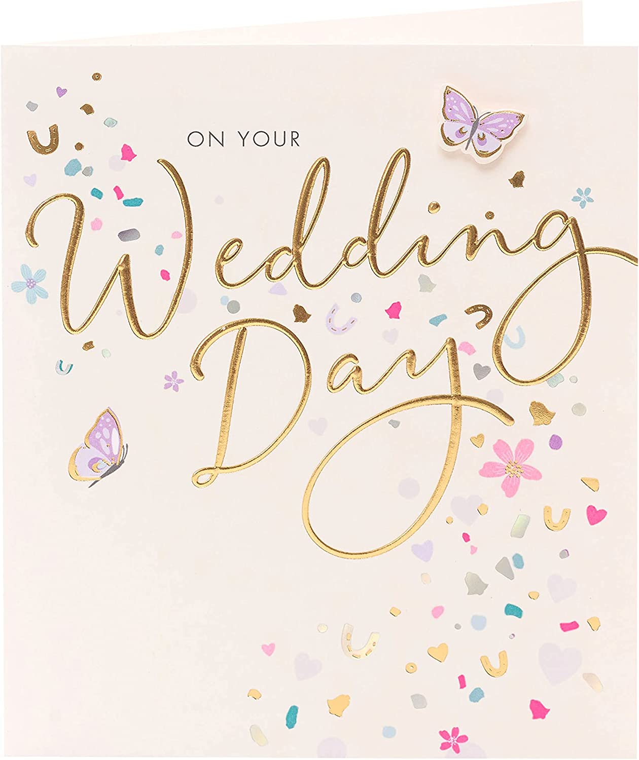 Friend contemporary wedding greeting card by UK Greetings featuring elegant floral design and heartfelt message inside.
