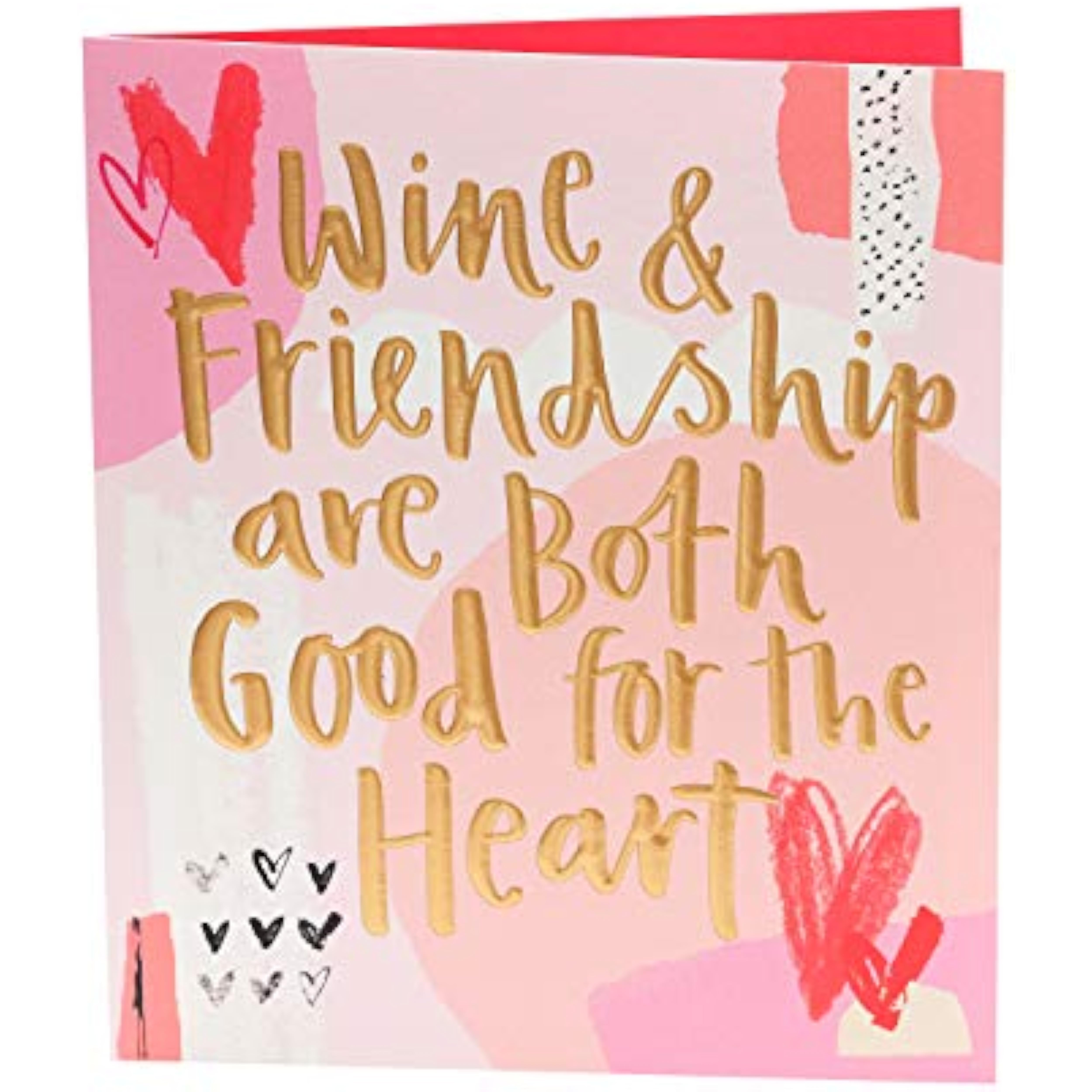 Friend Valentines Day greeting card with wine design and envelope from UK Greetings, featuring a festive, romantic illustration.