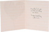 Pink and gold Friends Are Family birthday greeting card by UK Greetings featuring heartfelt design and celebratory message.