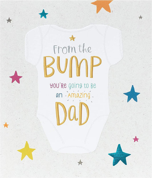 Father's Day greeting card from UK Greetings featuring "From The Bump Dad To Be" design with heartfelt message.