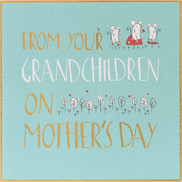 Mother's Day greeting card from grandchildren by UK Greetings featuring heartfelt message and floral design.