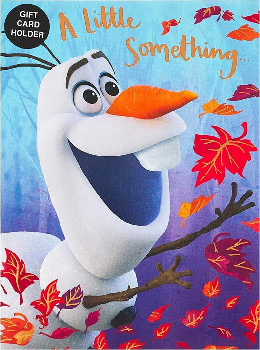 Frozen 2 A Little Something gift card holder greeting card with snowy winter scene and Elsa from UK Greetings.