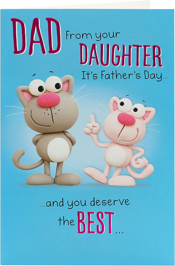 Funny Cat Father's Day greeting card from UK Greetings featuring a humorous design for dads from daughters.