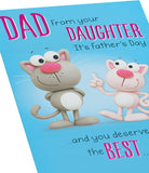 Funny Cat Father's Day greeting card from daughter, featuring playful cat illustration and heartfelt message for dad.