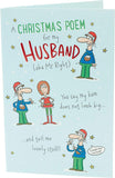 Funny Christmas poem greeting card for husband from UK Greetings, featuring holiday-themed design and humorous message.
