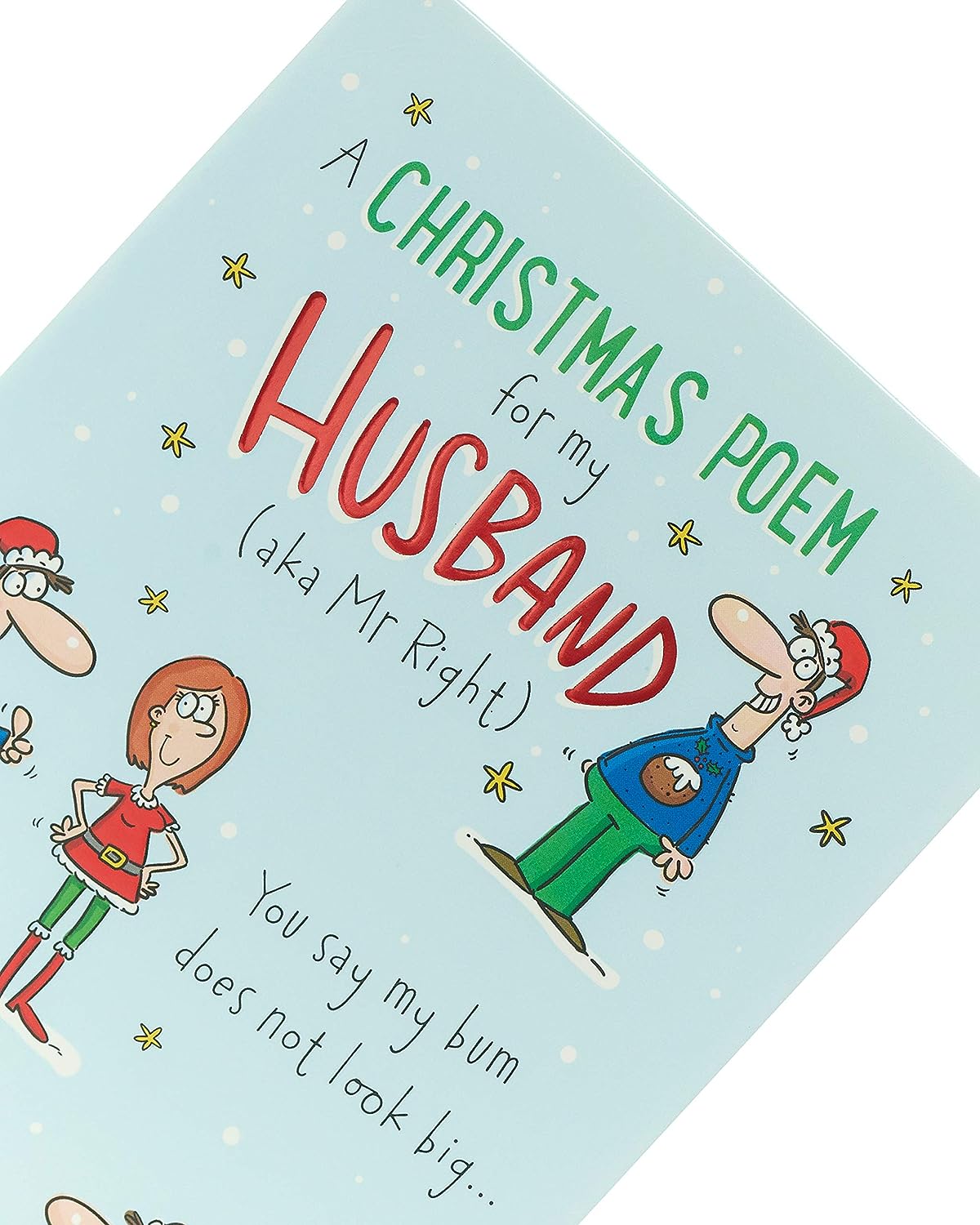 Funny Christmas poem greeting card for husband from UK Greetings, featuring festive holiday design and humorous message.