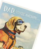 Funny Dog Dad birthday greeting card featuring playful dog illustrations, perfect for celebrating dog-loving dads.