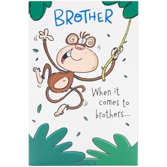 Funny Monkey Snot Pop-Up Brother Greeting Card by UK Greetings, featuring a humorous monkey design and colorful pop-up elements.