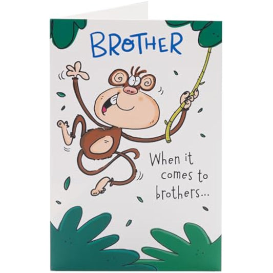 Funny Monkey Snot Pop-Up Brother Greeting Card by UK Greetings with a humorous monkey design and playful pop-up feature.