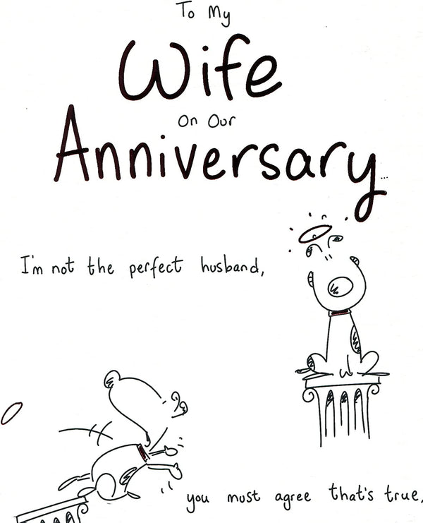 Funny wife anniversary greeting card featuring a playful dog design from UK Greetings, perfect for celebrating with humor.