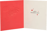 Funny wife Valentines Day greeting card with humorous olive design and envelope, perfect for celebrating love and laughter.