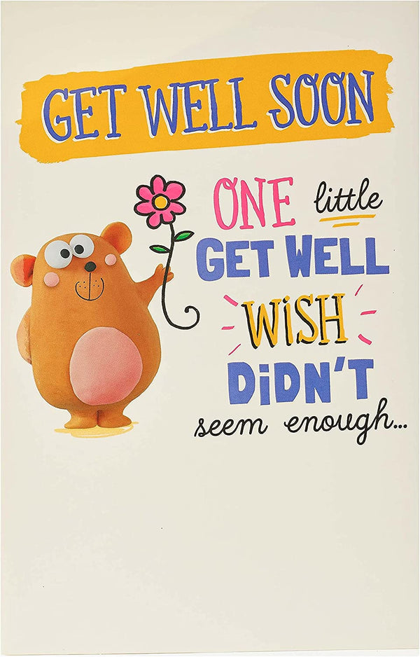 Get Well Soon Pop Up Bear greeting card by UK Greetings featuring a humorous design with a cute bear illustration.