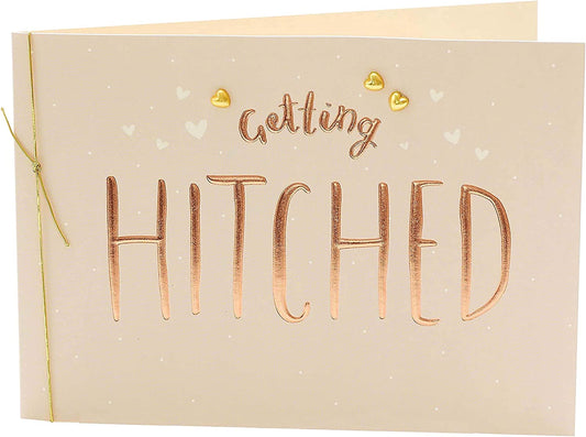 Getting Hitched Knot Love greeting card by UK Greetings featuring romantic wedding-themed design and heartfelt message.