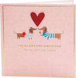 Cute Sausage Dog couple Valentine's Day greeting card with envelope from UK Greetings, featuring adorable dog illustrations.