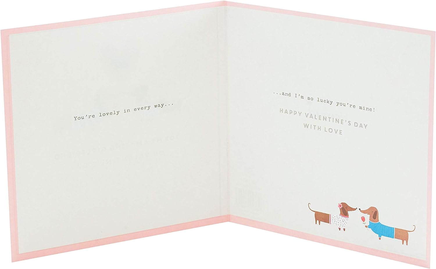 Valentine's Day greeting card featuring a sausage dog couple with envelope, UK Greetings Valentine’s card with cute dog design