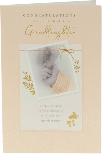 Gold foil greeting card for granddaughter from UK Greetings, featuring elegant design suitable for special occasions.