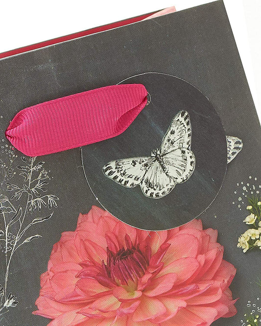 Medium greeting card featuring floral design from UK Greetings' Graceful Blooms Birthday Bag collection.
