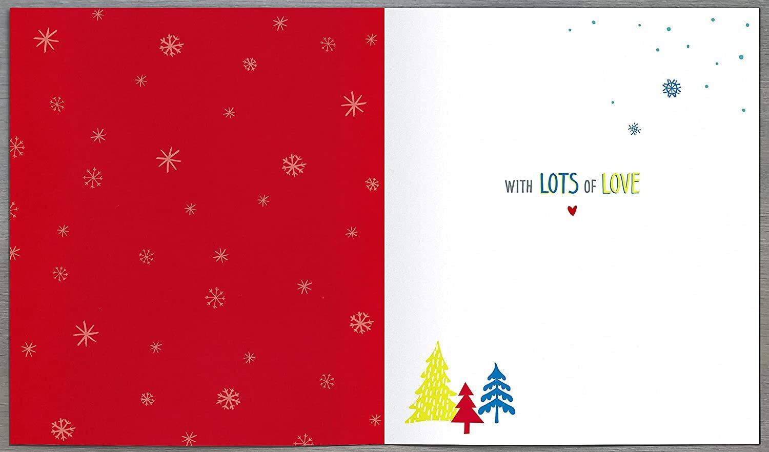 Decorative Christmas greeting card for Grandma and Grandad with foil accents and heartfelt verse, UK Greetings brand.
