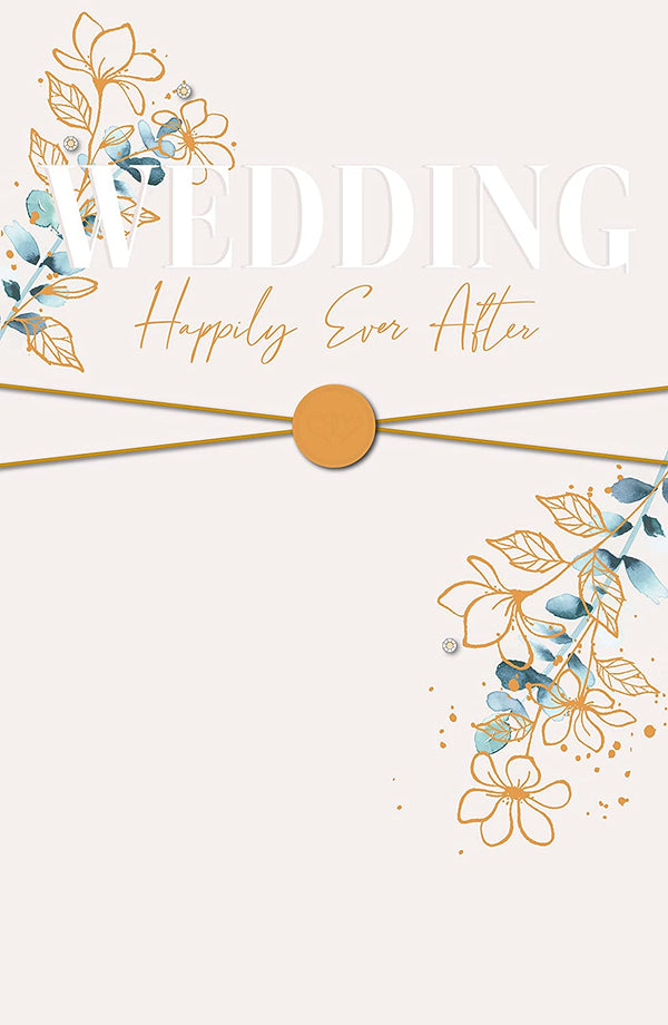 Happily Ever After wedding congratulations greeting card by UK Greetings with floral design and heartfelt message.